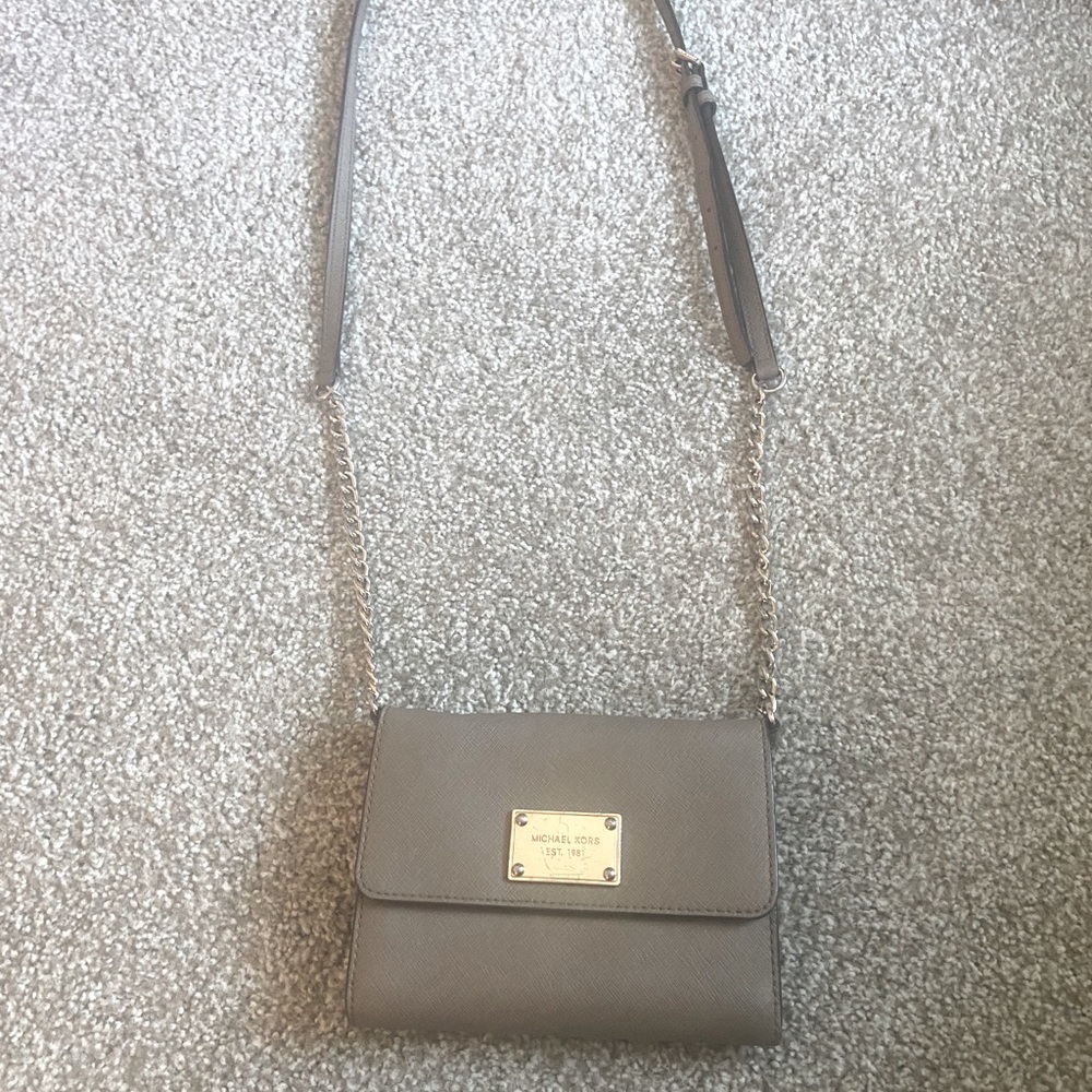 Michael Kors Taupe Wallet Chain Satchel